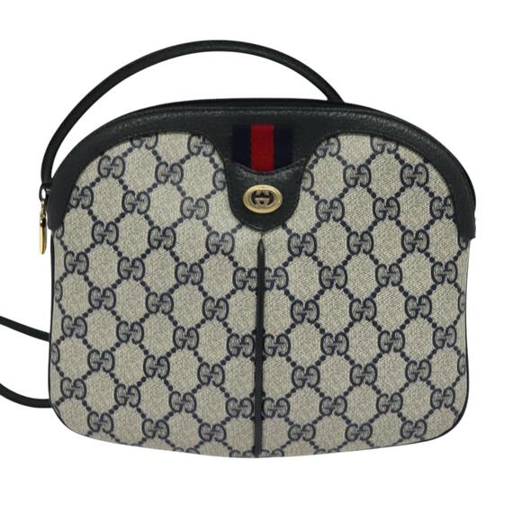 GUCCI GG Supreme Sherry Line Shoulder Bag Pvc Navy Gold 904 02 047 - Picture 2 of 16